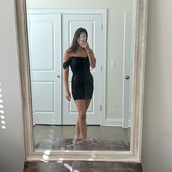 Hello Molly | Dresses | Black Sequin Mini Dress | Poshmark